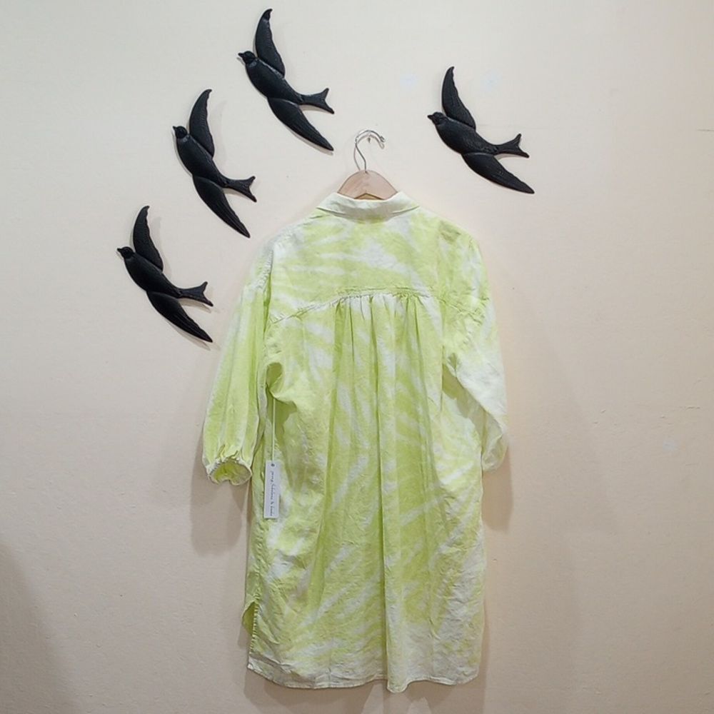 Young Fabulous and Broke Tie Dye Linen Blend Sand Dollar Shirt Dress, Size L - Picture 4 of 13
